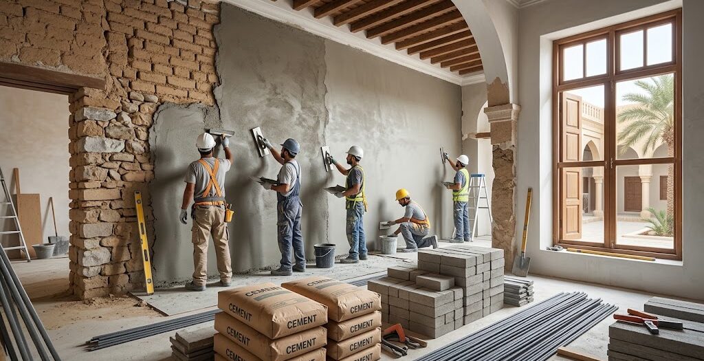 مراحل ترميم منزل قديم في الكويت من المحارة إلى التشطيب